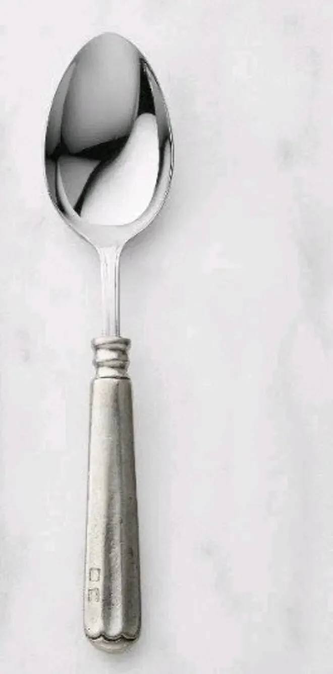 Williams Sonoma Alton Valpeltro Pewter Soup Spoon Stainless Steel 8